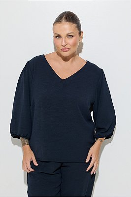 Blusa Crepe Marinho