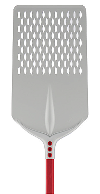 Pá Cerutti Inox TULIP retangular perfurada cabo vermelho