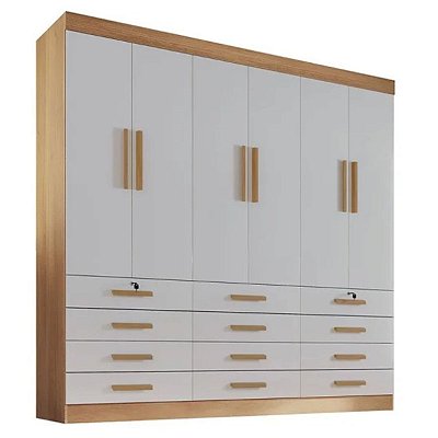 Guarda-Roupa Casal Mônaco 6P 12G D'Doro Cinamomo/Off