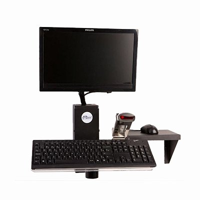 Suporte Monitor, Minipc, Leitor de Código de Barras, Teclado e Mouse para Parede