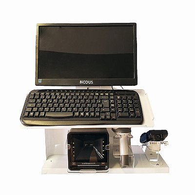 Suporte Checkout para Duplo Monitor, Teclado, Pinpad, Leitor de Código de Barras Fixo e Manual
