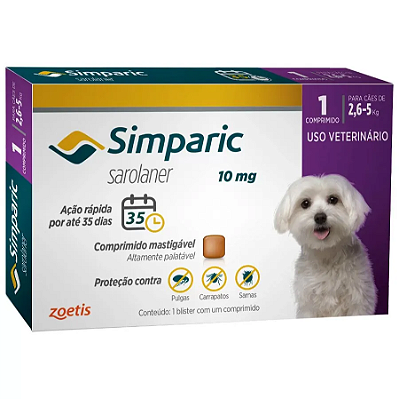 Simparic Sarolaner 10mg (2,6 - 5kg) - Zoetis