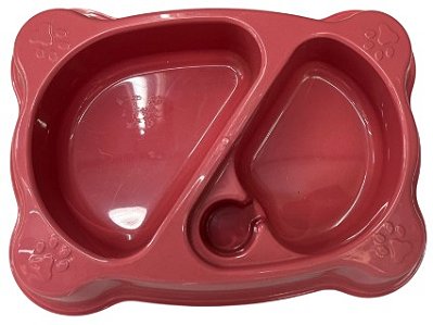 Comedouro Duplo Para Filhote - Vermelho