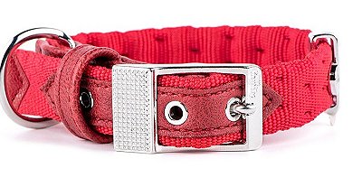 Coleira MyFamily Milano em Nylon Italiano - Vermelha