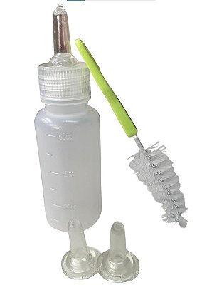 Mamadeira para filhotes + escovinha para limpeza + dois bicos