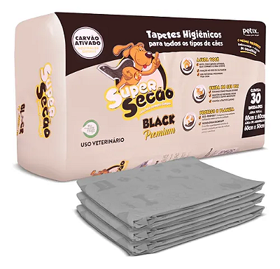 Tapete Higiênico Black Premium - SuperSecão (30 unidades)