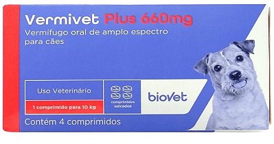 Vermivet Plus 660mg - Até 10kg (4 comprimidos)