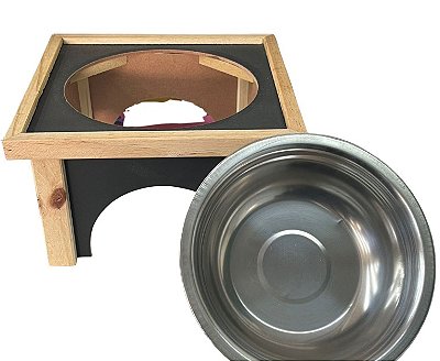 Comedouro/Bebedouro Inox com Suporte