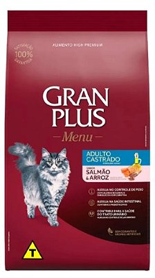 Ração GranPlus Gatos Castrados Carne e Arroz - 10,1Kg