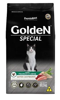 Ração Golden Gatos Castrados Frango e Carne - 10Kg