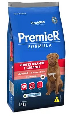 Ração Premier Adultos Porte Grande e Gigante Carne - 15Kg
