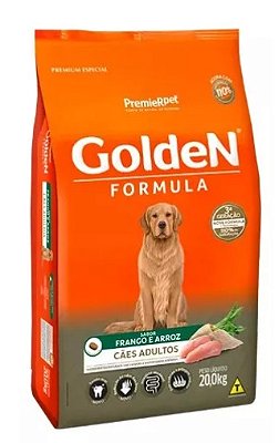 Ração Golden Cães Adultos Frango e Arroz - 20Kg