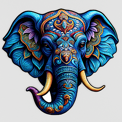Quebra-cabeça com peças temáticas em madeira MDF -  Elefante