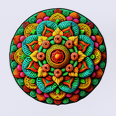 Quebra-cabeça com peças em madeira MDF - Mandala