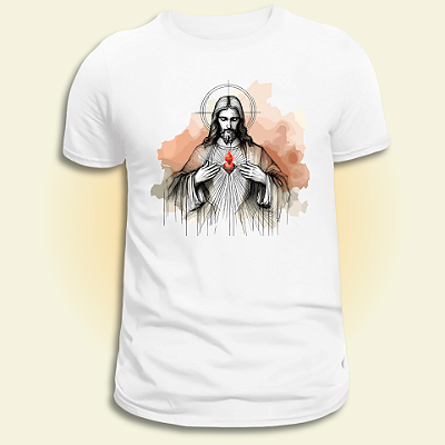 Camiseta Católica Feminina Sagrado Coração de Jesus