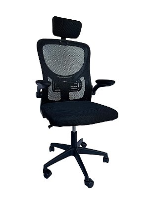 Cadeira de Escritório Ergonômica Home Office Preta - Pé Preto