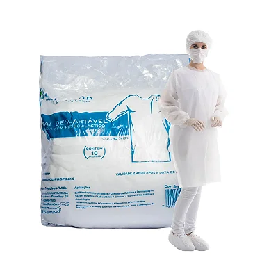 Avental Descartável Manga Longa Com Punho Elástico Standard 30gr C/10 Unidades ANADONA