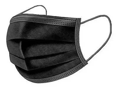 Máscara Descartável Preta - Tripla Camada - Com Elástico - Pacote c/50 Unidades