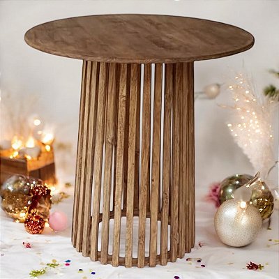 MESA CONE RÚSTICA  RIPADA DECORAÇÃO DESMONTÁVEL 80 CM