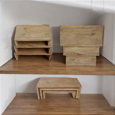 TRIO BANDEJA RÚSTICA ESCADA  DECORAÇÃO