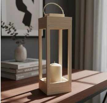 Luminária Castiçal Marroquina Sole Cru Madeira Cru