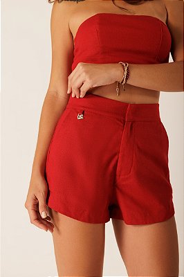 Short Verão Linen Red