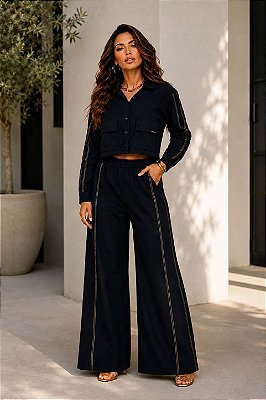 Conjunto Camisa Cropped E Calça