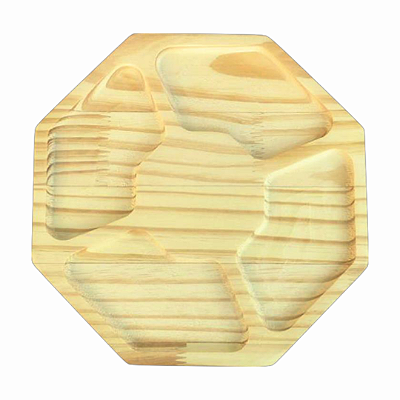 Petisqueira Personalizável Octagonal de Madeira Pinus com 4 Divisórias - 30 cm