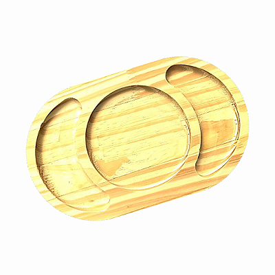 Petisqueira de Madeira Personalizada Pinus com 3 Divisórias - Tábua para Petiscos e Acompanhamentos