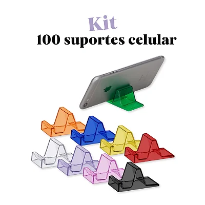Kit 100 und - Suporte de Celular Acrílico Personalizado Mesa