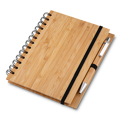 Kit Escritório com Caderno Bambu 18x13,5cm Personalizado