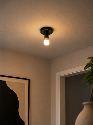 Luminária de Teto Plafon TRI em Metal com Soquete E27 para 1 Lâmpada Preto