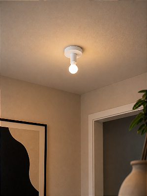Luminária de Teto Plafon TRI em Metal com Soquete E27 para 1 Lâmpada Branco