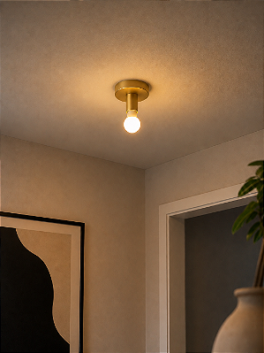 Luminária de Teto Plafon TRI em Metal com Soquete E27 para 1 Lâmpada Dourado
