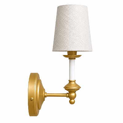 Arandela Colonial Clássica Dourada de Parede com Cúpula de Linho Luminária Decorativa para Sala, Quarto e Hall
