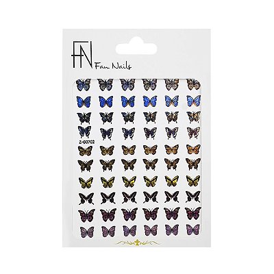 Cartela Adesivos Borboleta 3D Decoração Unhas Manicure Nail Art