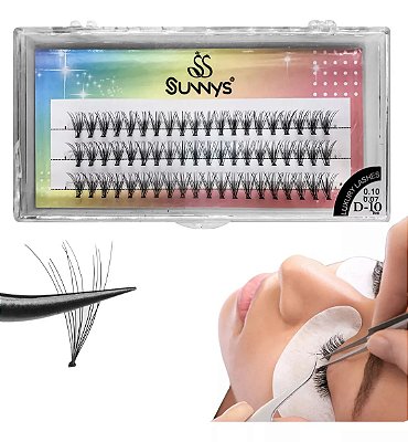 Cílios Tufinho Sunnys 10P 0,07D Luxo para Alongamento e Extensão de Cílios Lash D-10mm D-12mm D-14mm