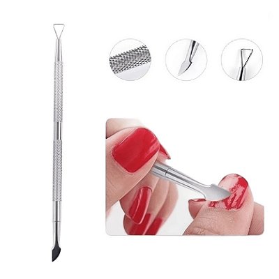Espátula para Cutícula e Espalha Fibra de Inox para Unhas Manicure