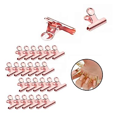 Kit 24 presilhas Rose Gold Pequena para Curvatura em Unhas Polygel