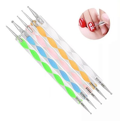 Kit com 5 Pincéis Boleador para Arte e Pintura em Unhas