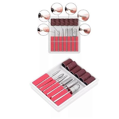 Kit Caixa 6 Brocas + 6 Drill Bits para Lixadeira Unhas