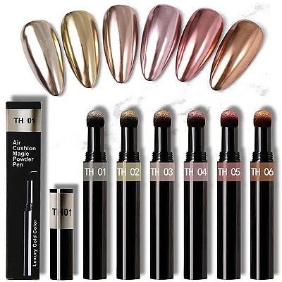 Kit com 6 Canetas Cromo Mágico para Unhas Brilhantes