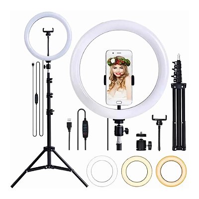Ring Light 30W com Tripé 210m Led Iluminador 26cm 10 Polegadas