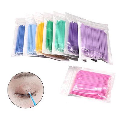 Microbrush Cotonete Refil c/ 100 Unidades para Extensão de Cílios