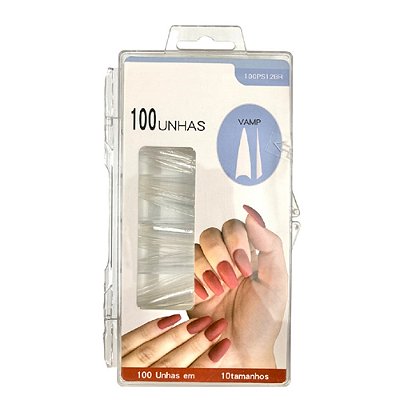 Caixa Plastica 100 Unhas Tips Vamp Porcelana Acrigel​ Vampiro