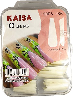 Kit 100 Unhas Postiça Realista Longa Bailarina Realista Natural KAISA