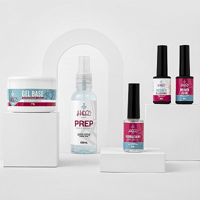 Kit Unha de Gel Completo Anti Descolamento HQZ Nails Primer PH Gel Base e Prep para Unhas Acrigel