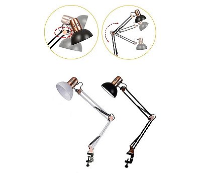 Luminária Cromada Pixar de mesa Articulável Luxo com Garra