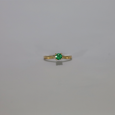 Anel de Esmeralda Natural em Ouro 18k, lapidação brilhante