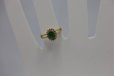 Anel de Esmeralda em prata banhado a ouro